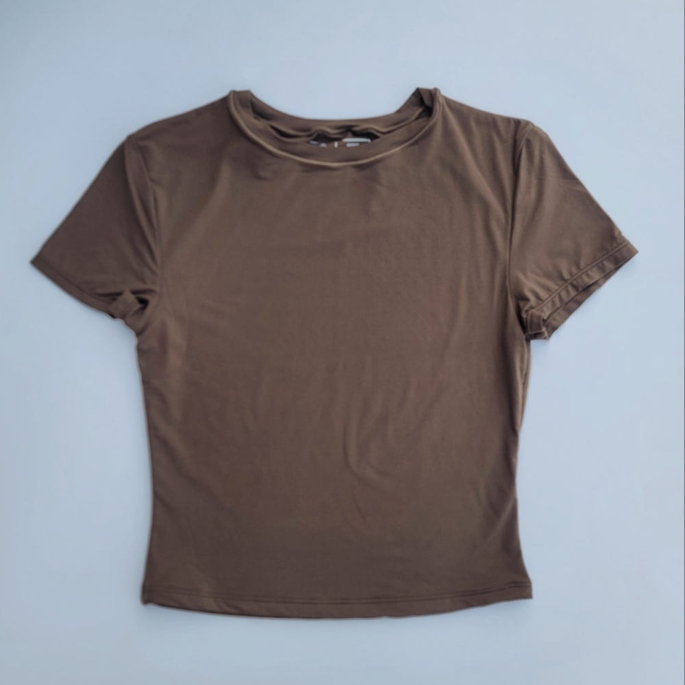 Pedigree ButterSoft Baby Tee Crop Top | Brown - Picture 2 of 10